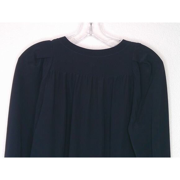 Stella McCartney Black V Neck Gathered Front Back Long Sleeve Silk Blouse 42 - Picture 9 of 16
